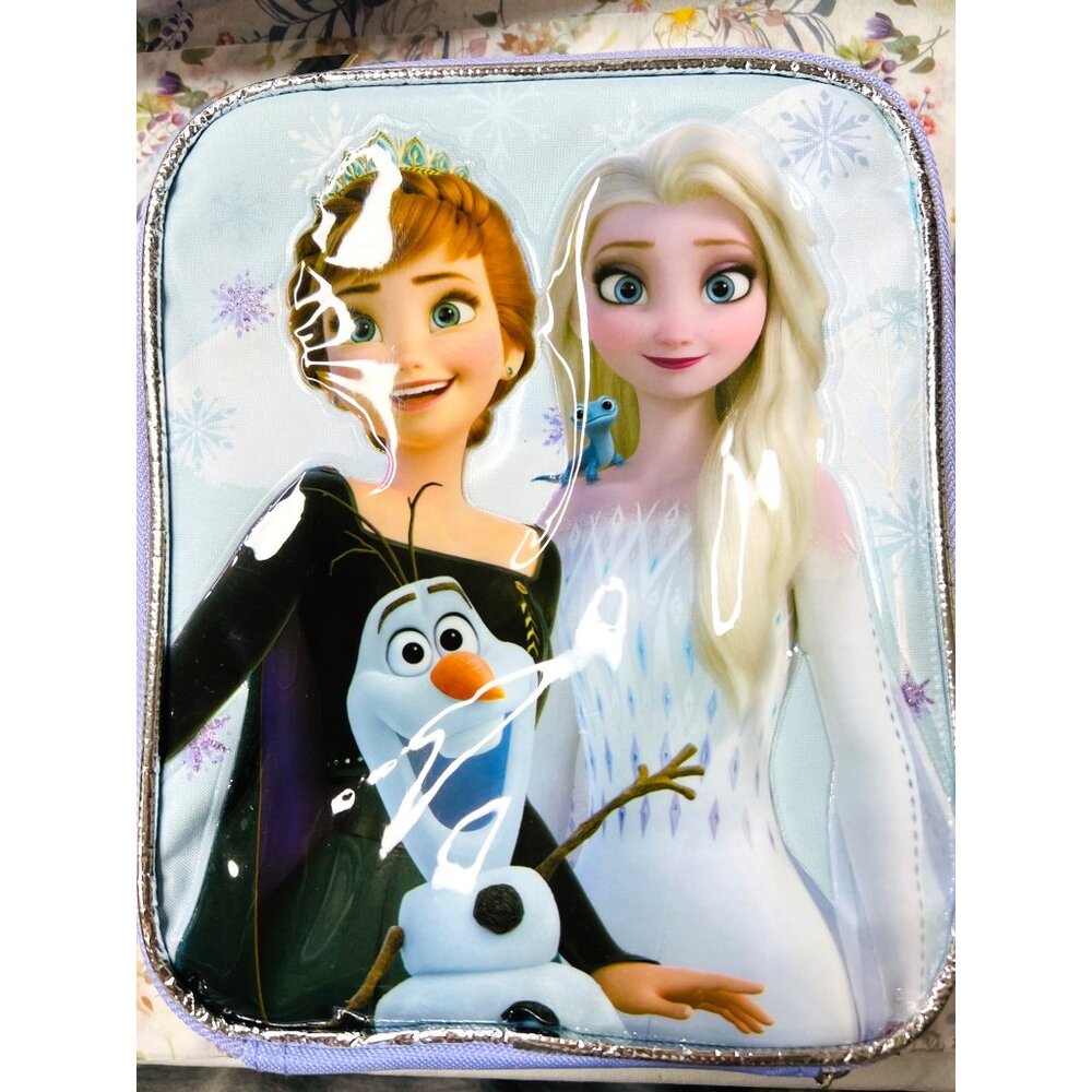 New Disney Frozen Anna & Elsa Lunch Bag With Silver Trim Insulated - Picture 2 of 7